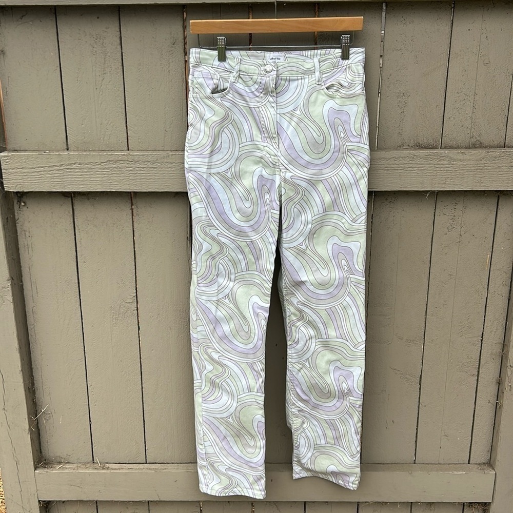 Aritzia Wilfred Melina Denim Pant Sz 8 Hippie Festival Psychedelic Jeans